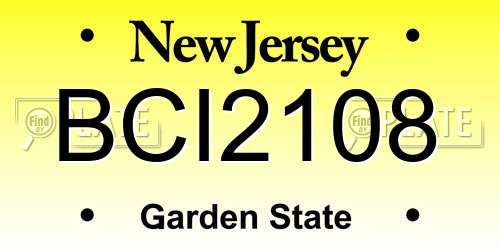 BCI2108 New Jersey License Plate
