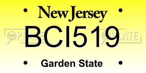 BCI519 New Jersey License Plate