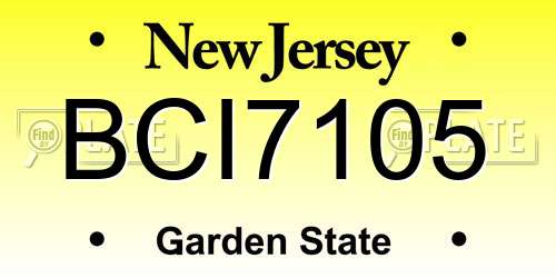 BCI7105 New Jersey License Plate