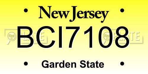 BCI7108 New Jersey License Plate