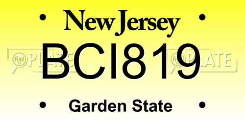 BCI819 New Jersey License Plate