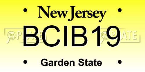 BCIB19 New Jersey License Plate