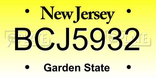 BCJ5932 New Jersey License Plate
