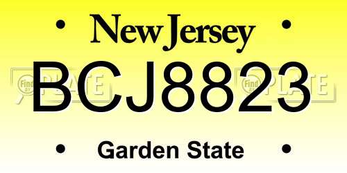 BCJ8823 New Jersey License Plate