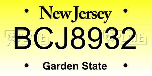 BCJ8932 New Jersey License Plate