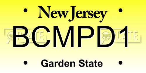 BCMPD1 New Jersey License Plate