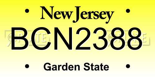 BCN2388 New Jersey License Plate