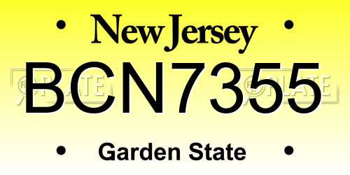 BCN7355 New Jersey License Plate