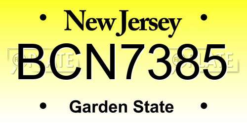 BCN7385 New Jersey License Plate