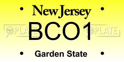 BCO1 New Jersey License Plate