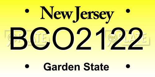 BCO2122 New Jersey License Plate
