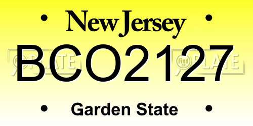 BCO2127 New Jersey License Plate