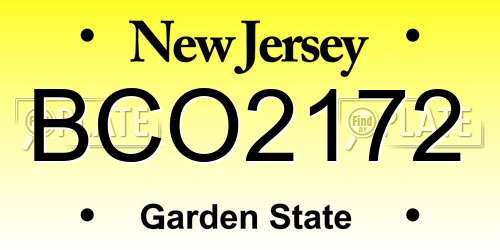 BCO2172 New Jersey License Plate