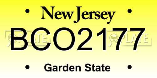 BCO2177 New Jersey License Plate