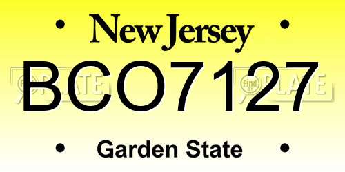 BCO7127 New Jersey License Plate