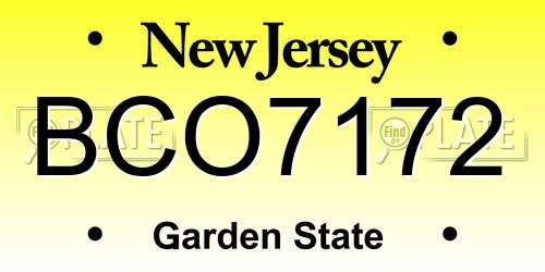 BCO7172 New Jersey License Plate