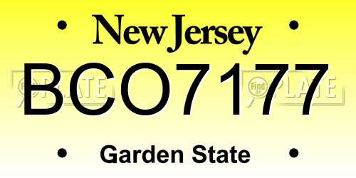 BCO7177 New Jersey License Plate