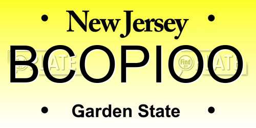 BCOPIOO New Jersey License Plate
