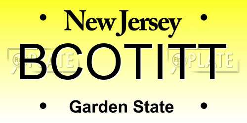 BCOTITT New Jersey License Plate