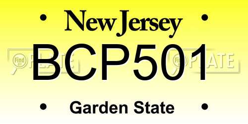 BCP501 New Jersey License Plate