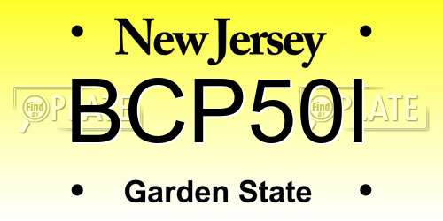 BCP50I New Jersey License Plate