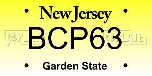 BCP63 New Jersey License Plate