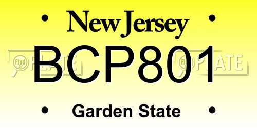 BCP801 New Jersey License Plate