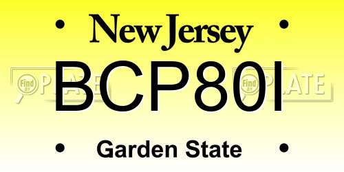 BCP80I New Jersey License Plate