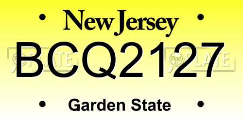 BCQ2127 New Jersey License Plate