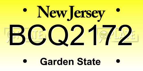BCQ2172 New Jersey License Plate