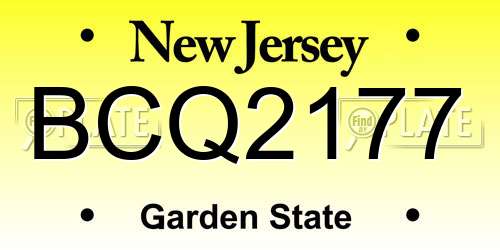 BCQ2177 New Jersey License Plate