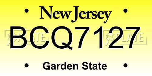 BCQ7127 New Jersey License Plate
