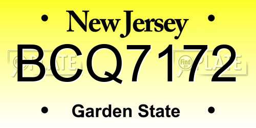 BCQ7172 New Jersey License Plate