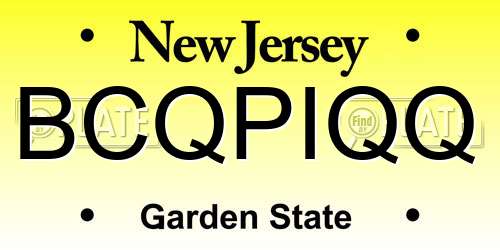 BCQPIQQ New Jersey License Plate