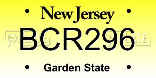 BCR296 New Jersey License Plate