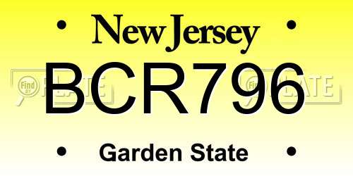 BCR796 New Jersey License Plate