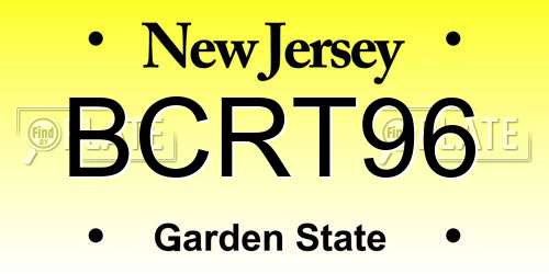 BCRT96 New Jersey License Plate