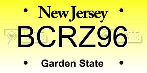 BCRZ96 New Jersey License Plate