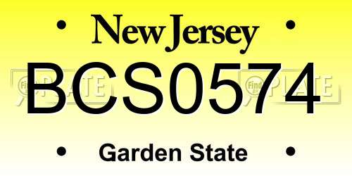 BCS0574 New Jersey License Plate