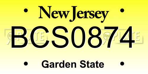 BCS0874 New Jersey License Plate