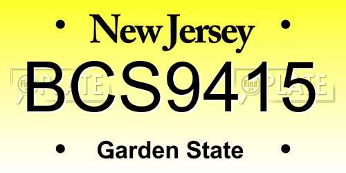 BCS9415 New Jersey License Plate