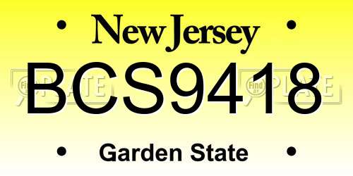 BCS9418 New Jersey License Plate