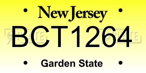 BCT1264 New Jersey License Plate