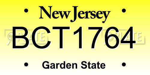 BCT1764 New Jersey License Plate