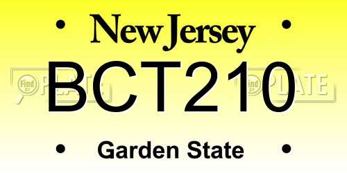 BCT210 New Jersey License Plate