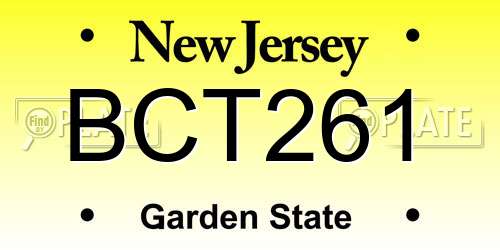 BCT261 New Jersey License Plate