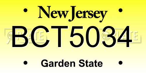 BCT5034 New Jersey License Plate