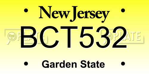 BCT532 New Jersey License Plate