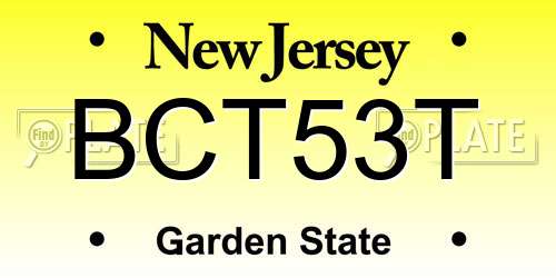 BCT53T New Jersey License Plate