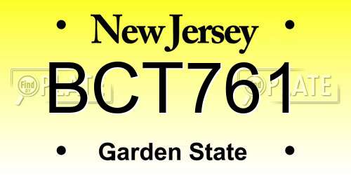 BCT761 New Jersey License Plate